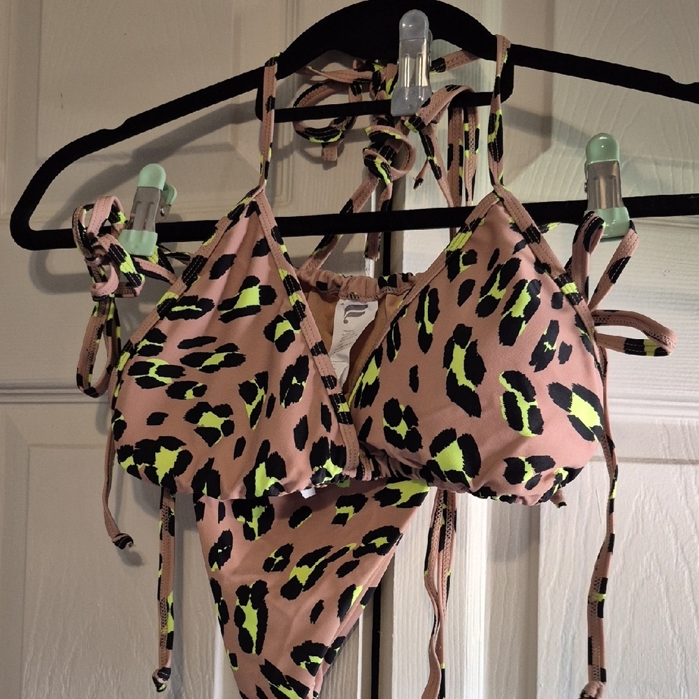 Fabletics Leopard Print Triangle Top And Bottom B… - image 3